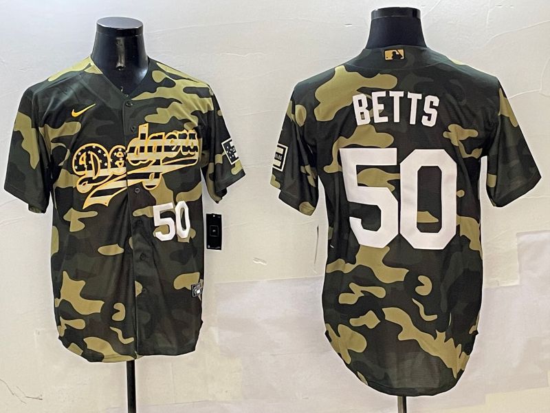 Men Los Angeles Dodgers 50 Betts Camo Joint Name 2025 Nike MLB Jersey style 8
